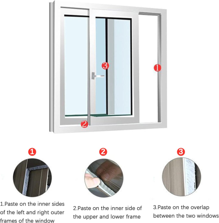 Benzi de etanșare pentru feronerie și uși, izolație – Gri 10m cm [3]