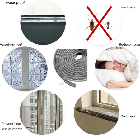 Benzi de etanșare pentru feronerie și uși, izolație – Gri 10m cm [6]