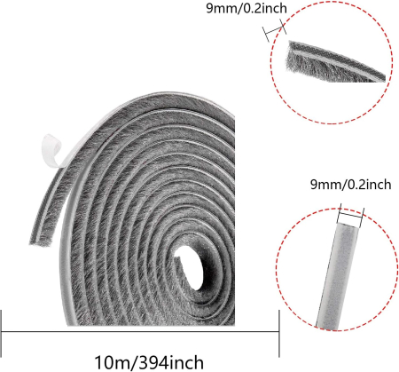 Benzi de etanșare pentru feronerie și uși, izolație – Gri 10m cm [1]