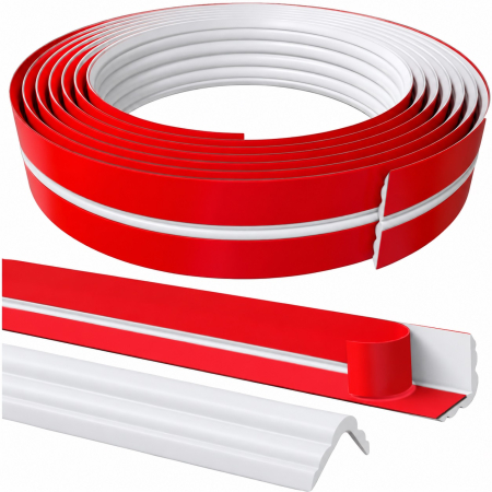 Accesorii usi - Bandă Decorativă Autoadezivă alba, TPE Flexibil, Protecție Colțuri și Muchii, 90-180°, 3.5mx4cm