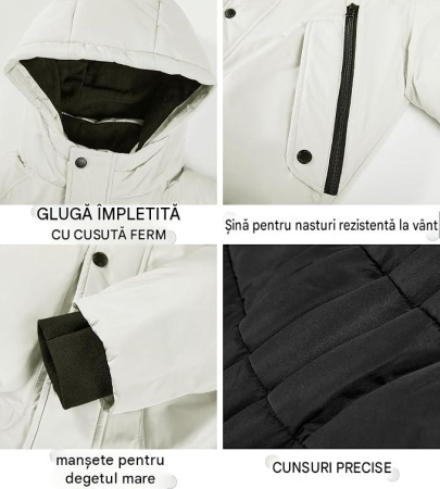 Geaca gri deschis de iarna pentru baieti, cu gluga, captusita, 8 ani, 128 cm [5]