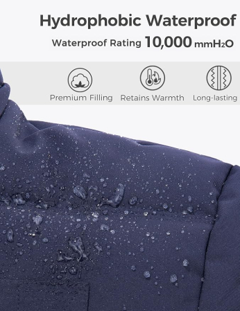 Geacă albastra Iarnă Bărbați Wantdo, Matlasată, Impermeabilă 3000 mm, cu Glugă, L [3]