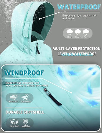 Geaca de iarna imblanita pentru copii, Albastru deschis 162-168 [3]