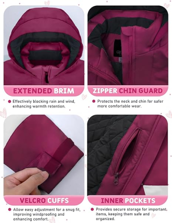 Geaca de iarna imblanita pentru copii, Mov 152-158 [3]