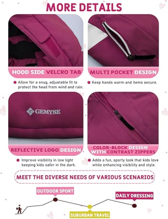 Geaca de iarna imblanita pentru copii, Mov 152-158 [4]