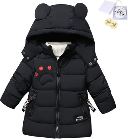 Geci si veste copii - Geaca neagra de iarna pentru copii, captusita 122-128