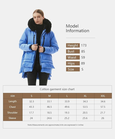 Geaca de iarna impermeabila imblanita pentru femei, albastru deschis XL [6]