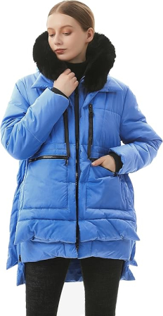 Geaca de iarna impermeabila imblanita pentru femei, albastru deschis XL [4]