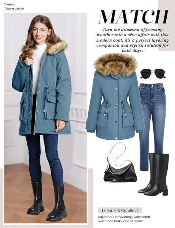 Geaca de iarna imblanita pentru femei, Albastra S [6]