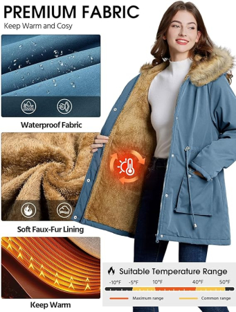 Geaca de iarna imblanita pentru femei, Albastra S [4]