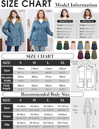 Geaca de iarna imblanita pentru femei, Albastra S [5]