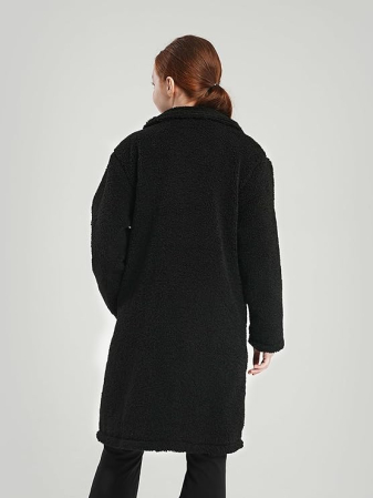Palton de iarna din flee pentru fete, negru 128 cm [2]