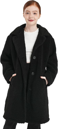 Geci si veste copii - Palton de iarna din flee pentru fete, negru 128 cm