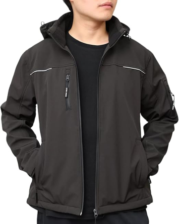 GECI BARBATI - Jachetă sport cu glugă pentru bărbați, captusita cu flee, neagra L