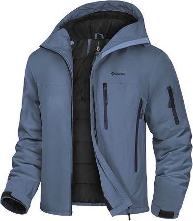 Geci si veste barbati - Geaca albastra de iarna pentru barbati, impermeabila, XL