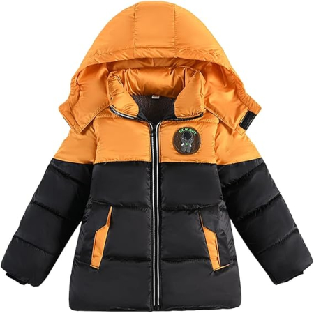 Geci si veste copii - Geaca captusita de iarna pentru copii, negru/maro 104-110 cm