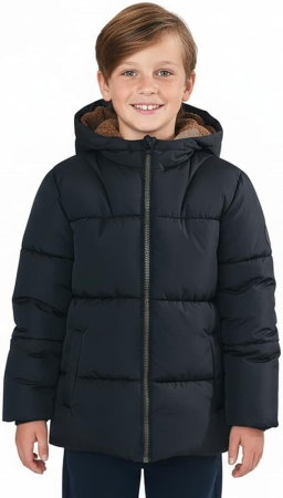 Geci si veste copii - Geaca albastra de iarna pentru baieti, cu gluga, captusita, 5 ani, 110 cm