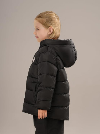 Geaca neagra de iarna pentru fete, cu gluga, captusita, 7 ani, 122 cm [1]