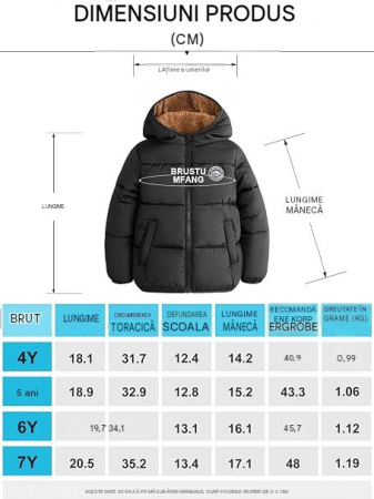 Geaca neagra de iarna pentru fete, cu gluga, captusita, 6 ani, 116 cm [5]
