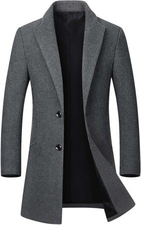 Geci si veste barbati - Palton lung bărbați slim fit lână cald business – Gri 2XL