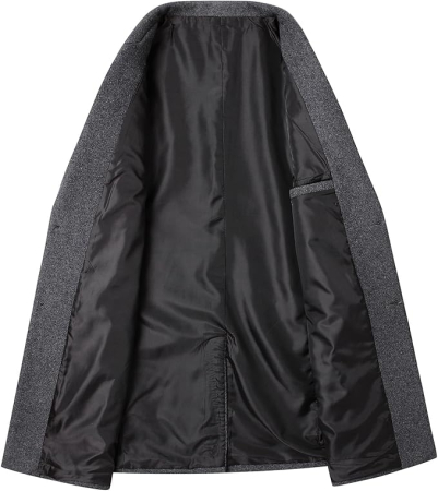 Palton lung bărbați slim fit lână cald business – Gri 2XL [2]