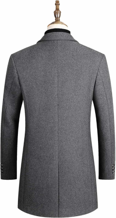 Palton lung bărbați slim fit lână cald business – Gri 2XL [4]