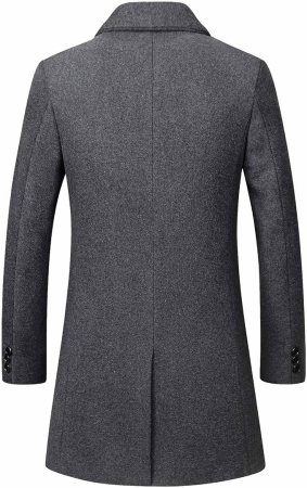 Palton lung bărbați slim fit lână cald business – Gri 2XL [1]