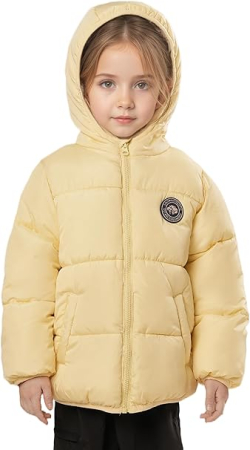 Geci si veste copii - Geaca  galbena de iarna pentru fete, cu gluga, captusita, 7 ani, 122 cm