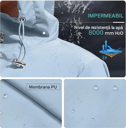 Geacă neagra Damă PONCEAU, Jacheta Rezistentă la Apă și Vânt, cu Glugă, 100% Poliester, L [3]