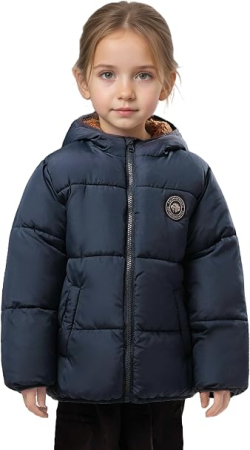 Geci si veste copii - Geaca albastra de iarna pentru fete, cu gluga, captusita, 6 ani, 116 cm