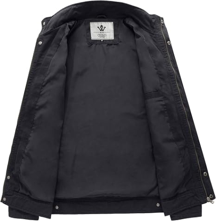 Geacă gri Militară Bărbați, Jacheta Căptușită, Windproof, Guler Înalt, 6 Buzunare, S [2]