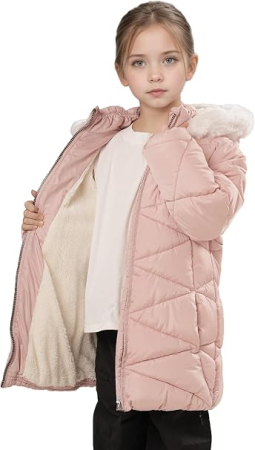 Geaca roz de iarna pentru fete, cu gluga, captusita, 6 ani, 116 cm [2]