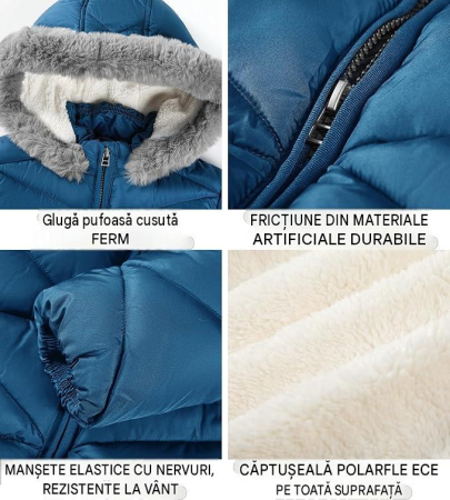 Geaca albastra de iarna pentru fete, cu gluga, captusita, 6 ani, 116 cm [5]