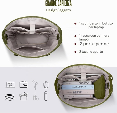 Geantă verde Damă Shopper Mare, pentru Laptop 15.6", Impermeabila, 7 Buzunare, Geantă Cosmetică Inclusă, Curea Reglabilă și Detașabilă, Compartiment Troler [3]