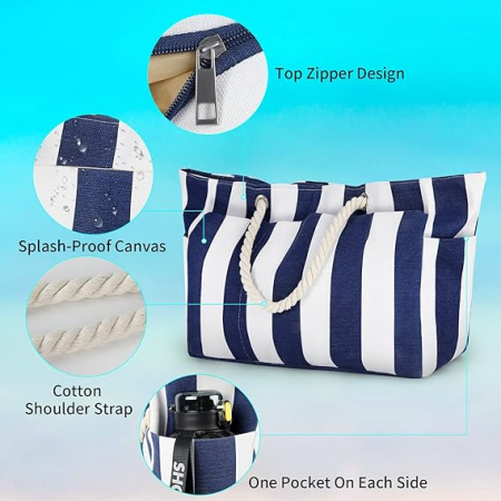 Geantă de plaja XXL pentru femei, material textil impermeabil 50x20x35 cm [3]