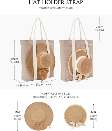 Geantă XXL de plaja pentru femei, material textil crem [6]