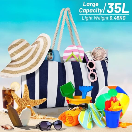 Geantă de plaja XXL pentru femei, material textil impermeabil 50x20x35 cm [4]