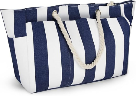 Genti dama - Geantă de plaja XXL pentru femei, material textil impermeabil 50x20x35 cm