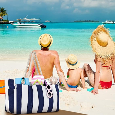 Geantă de plaja XXL pentru femei, material textil impermeabil 50x20x35 cm [6]