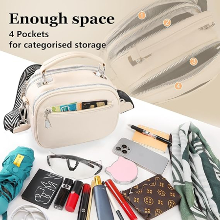 Geanta mica de umar din PU crem cu 2 compartimente 20.5x15.5x10 cm [3]