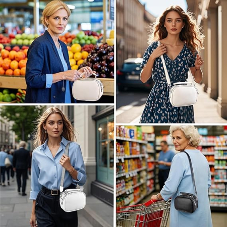 Geanta mica de umar din PU crem cu 2 compartimente 20.5x15.5x10 cm [5]