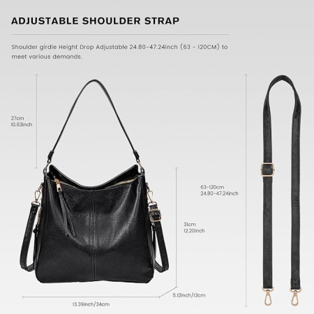 Geantă Damă Elegantă, 3 Compartimente, Piele Ecologică, Curea Reglabilă și Detașabilă, Geantă de Umăr Crossbody [2]