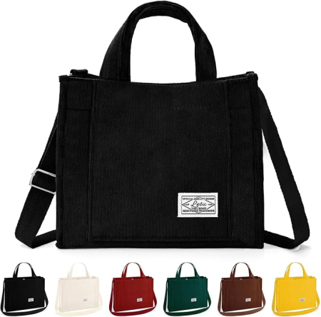 Genti dama - Geantă textila neagra de cumparaturi pentru femei 34,8 × 30 × 9,9 cm