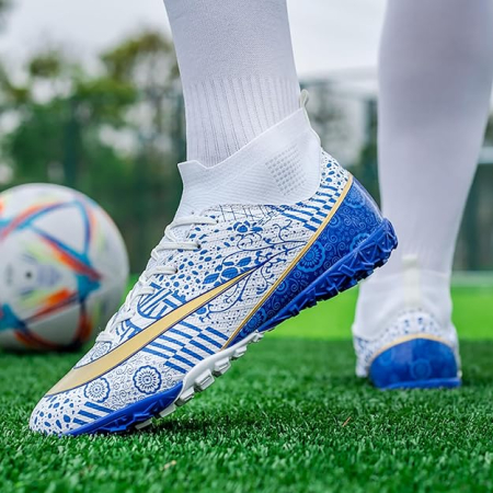 Ghete de fotbal pentru copii, cu crampoane de teren sintetic, cu albastru marimea 30 [3]