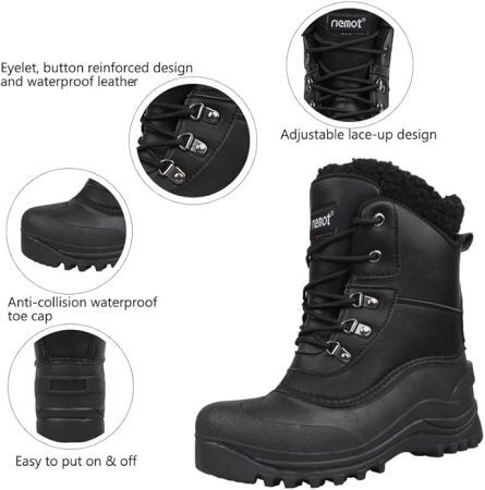 Ghete de iarna imblanite pentru barbati/femei, impermeabile, usoare, negre 37 [2]