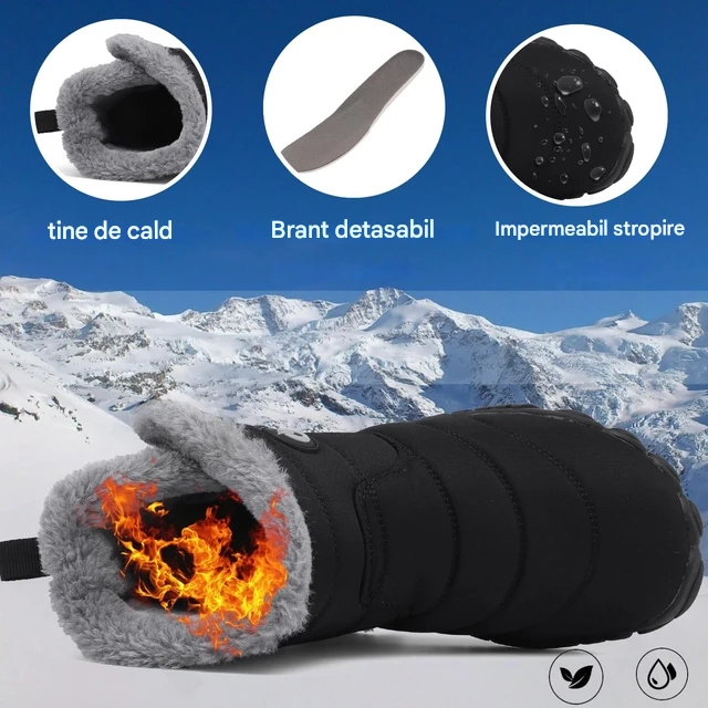 Ghete de iarna imblanite pentru barbati/femei, impermeabile, usoare, negre 45 [1]