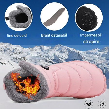 Ghete de iarna imblanite pentru femei, impermeabile, usoare, roz 39 [1]