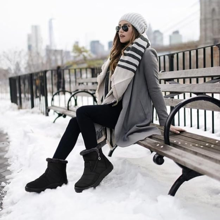 Ghete de iarna imblanite pentru femei, impermeabile, usoare, negru 40 [5]