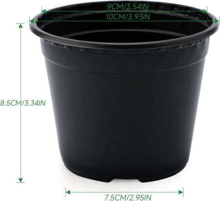Ghivece din plastic negre pentru flori, 10x7.5x8.5 cm 100 bucati [1]