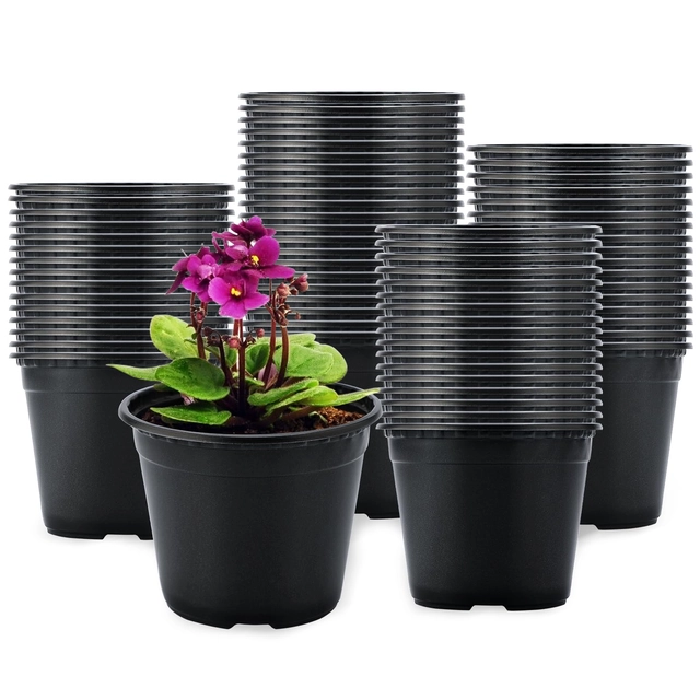 Ghivece si suporturi - Ghivece din plastic negre pentru flori, 10x7.5x8.5 cm 100 bucati